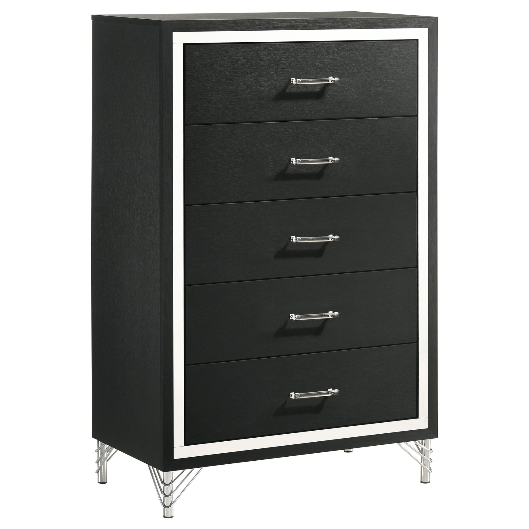 Tampa Furniture Outlet - Coaster - Lucia 5-drawer Bedroom Chest of Drawers Black - 224995