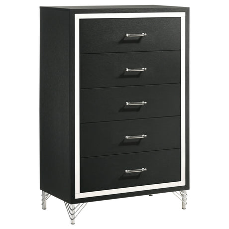 Tampa Furniture Outlet - Coaster - Lucia 5-drawer Bedroom Chest of Drawers Black - 224995