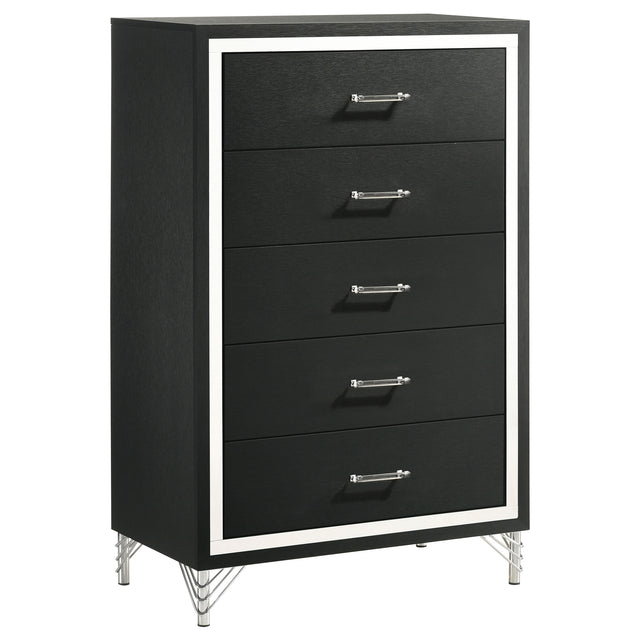 Tampa Furniture Outlet - Coaster - Lucia 5-drawer Bedroom Chest of Drawers Black - 224995