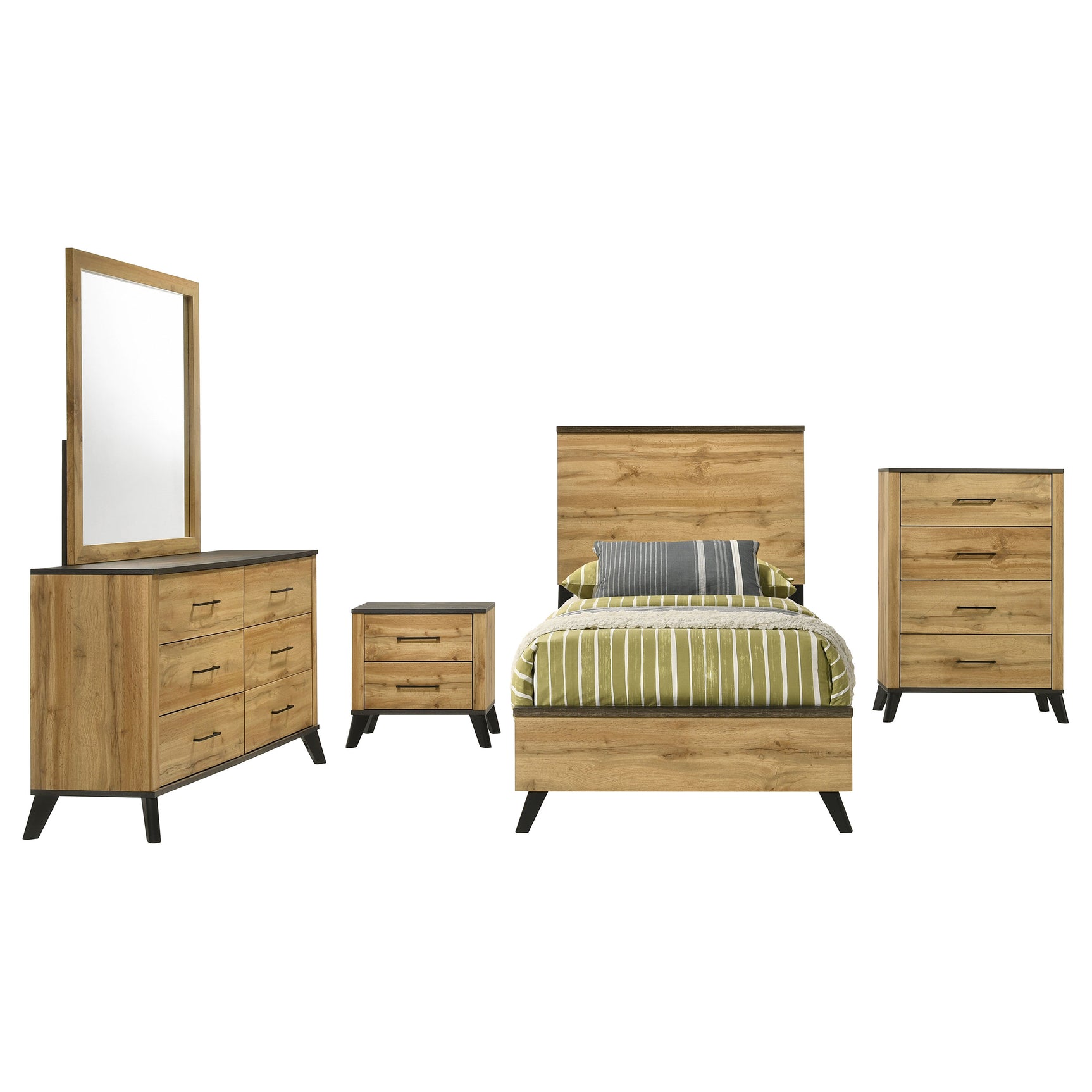 Kaywood 5-piece Twin Bedroom Set Natural Pine - Tampa Furniture Outlet