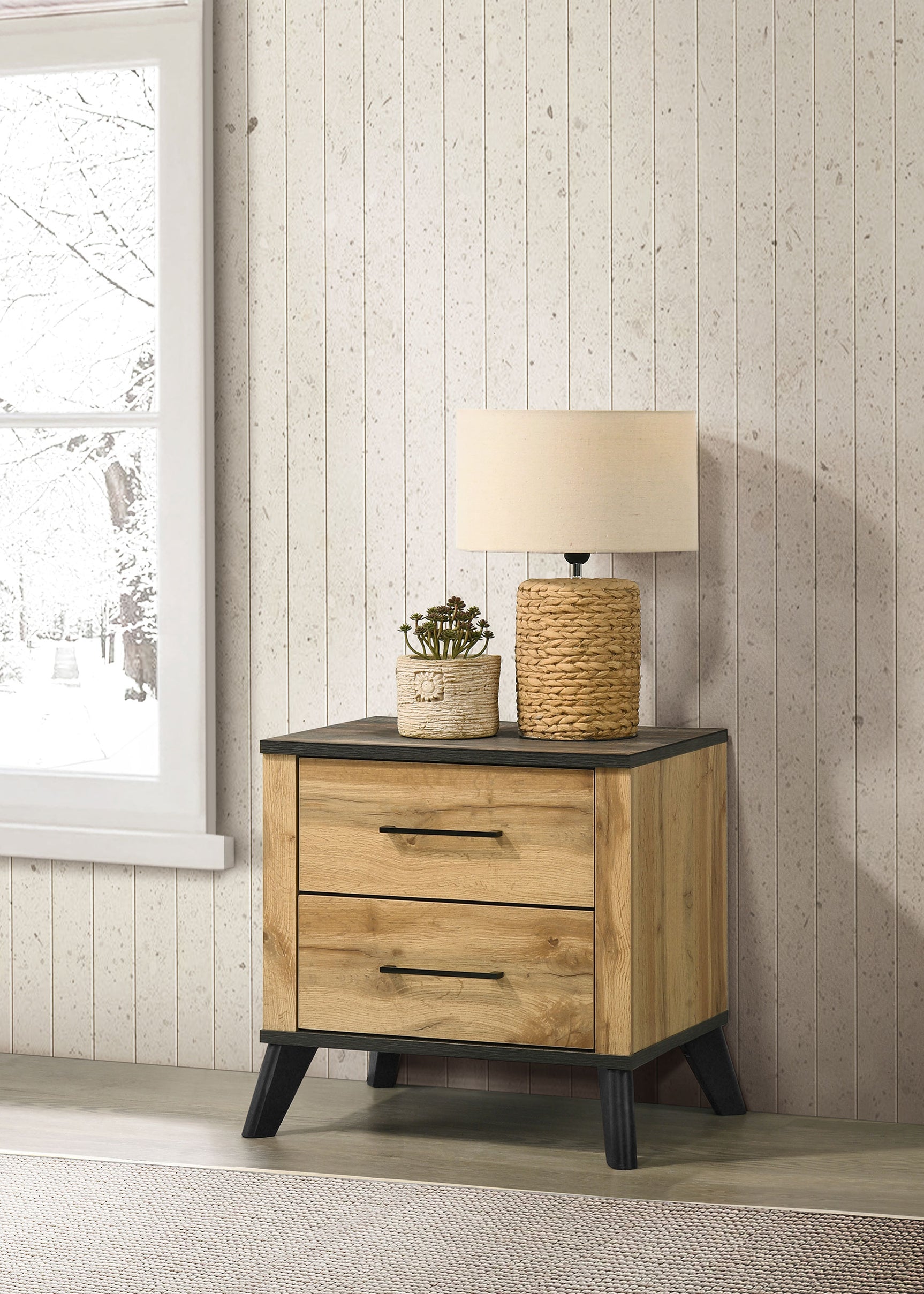 Kaywood 2-drawer Nightstand Bedside Table Natural Pine - Tampa Furniture Outlet