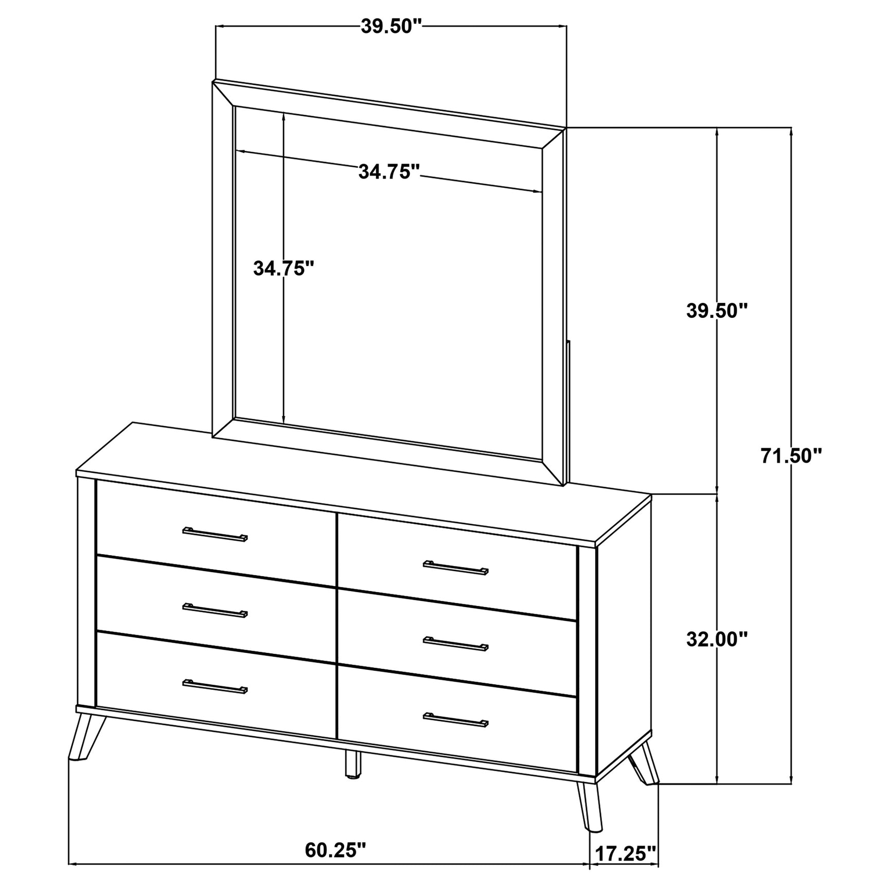 Kaywood 6-drawer Dresser and Mirror Natural Pine - Tampa Furniture Outlet
