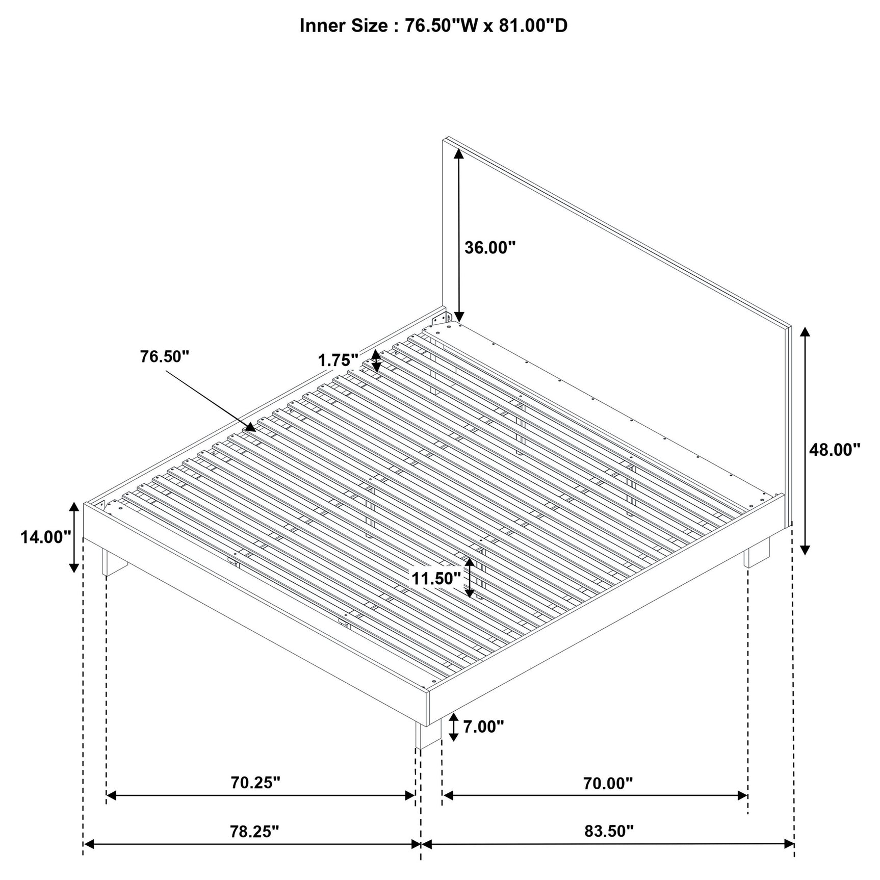 Glenwood 48-inch Eastern King Platform Panel Bed Warm Brown - Tampa Furniture Outlet