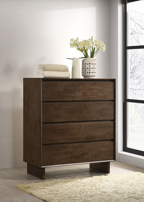 Glenwood 4-drawer Chest of Drawers Warm Brown - Tampa Furniture Outlet