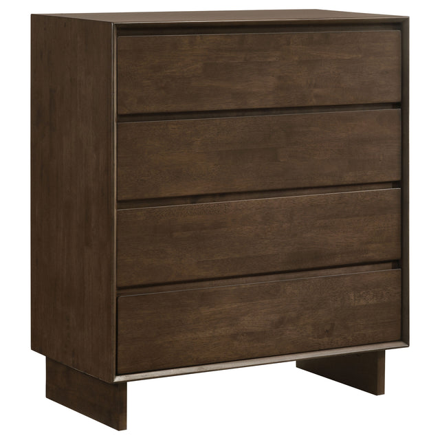 Tampa Furniture Outlet - Coaster - Glenwood 4-drawer Chest of Drawers Warm Brown - 225015