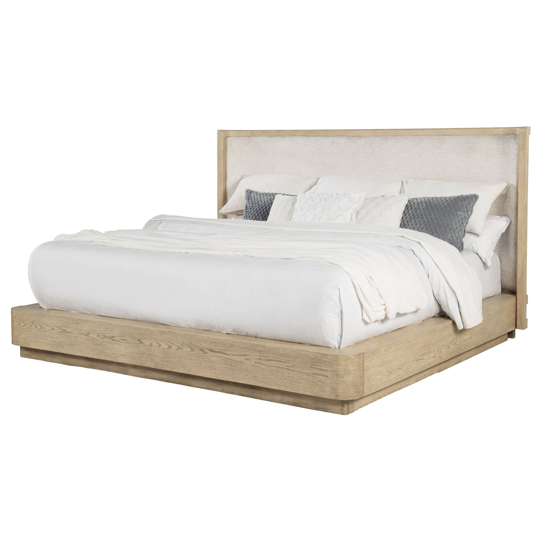 Kailani 52-inch Eastern King Wingback Bed Beige Oak - Tampa Furniture Outlet