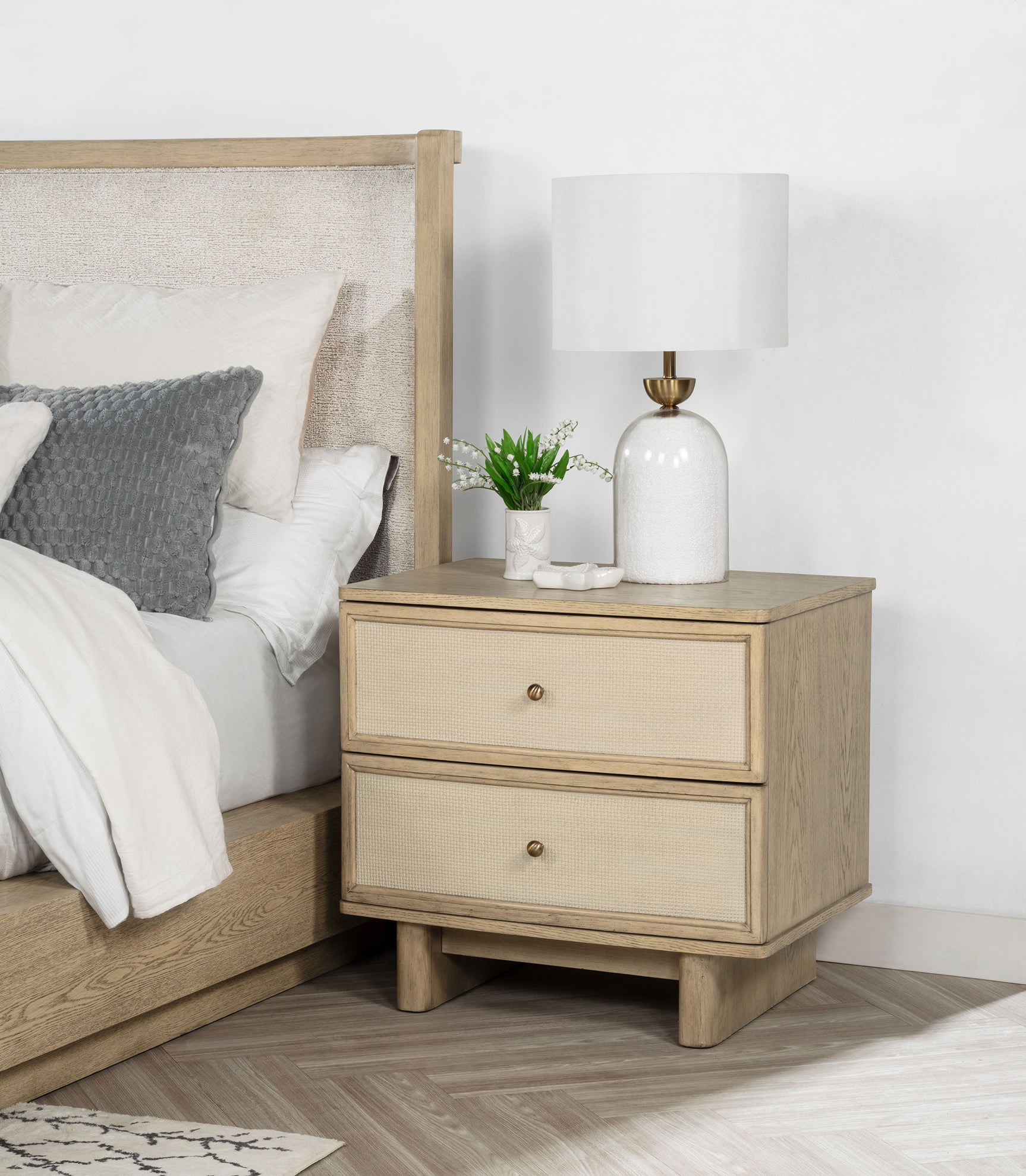 Kailani 2-drawer Nightstand Bedside Table Beige Oak - Tampa Furniture Outlet