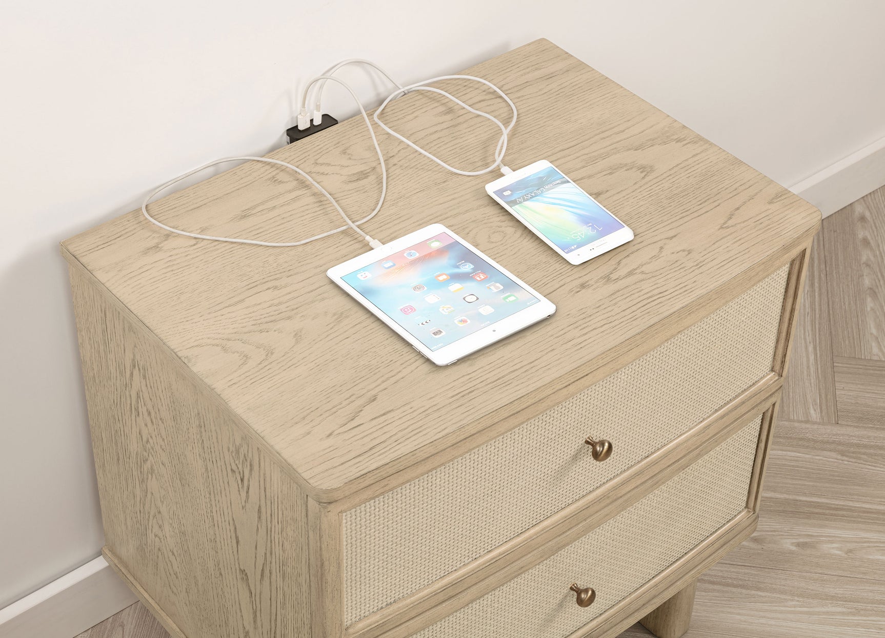 Kailani 2-drawer Nightstand Bedside Table Beige Oak - Tampa Furniture Outlet