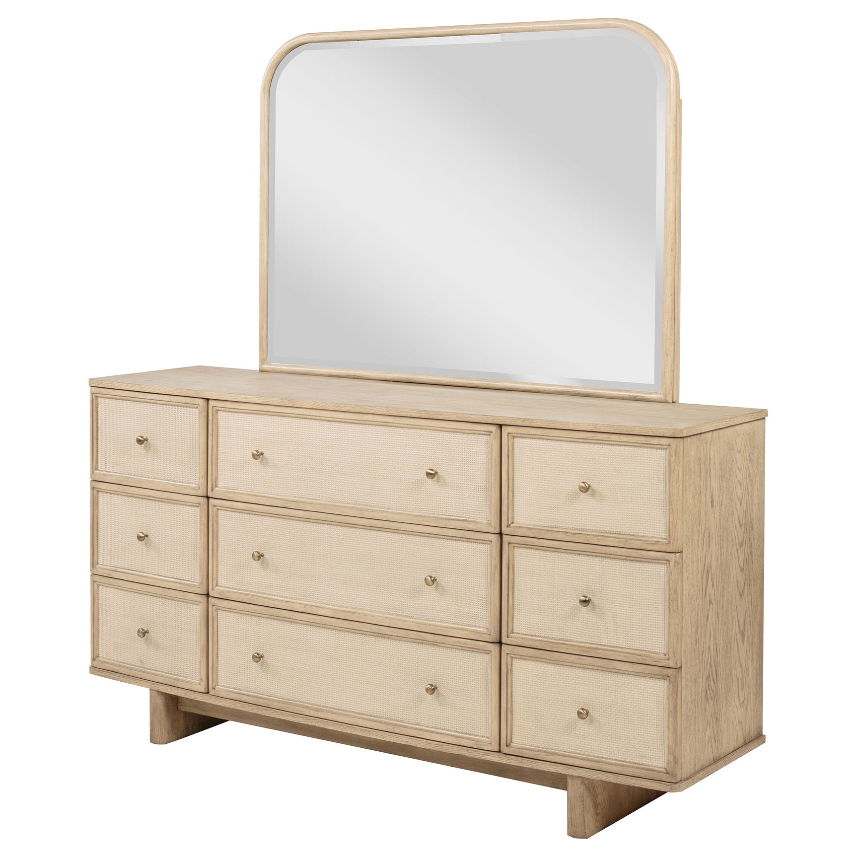 Kailani 9-drawer Dresser and Mirror Beige Oak - Tampa Furniture Outlet