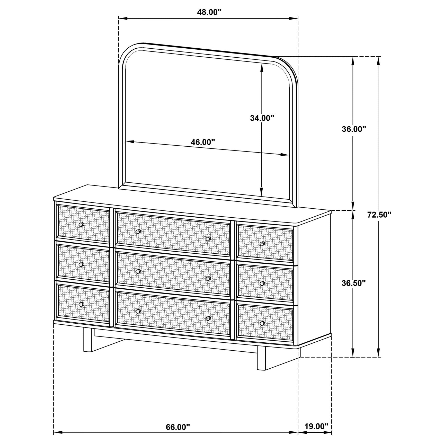 Kailani 9-drawer Dresser and Mirror Beige Oak - Tampa Furniture Outlet