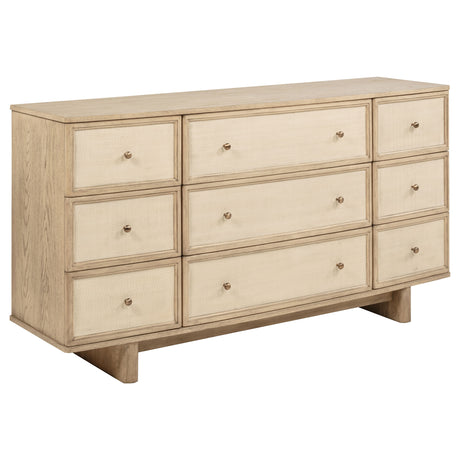 Tampa Furniture Outlet - Coaster - Kailani 9-drawer Dresser Cabinet Beige Oak - 225043