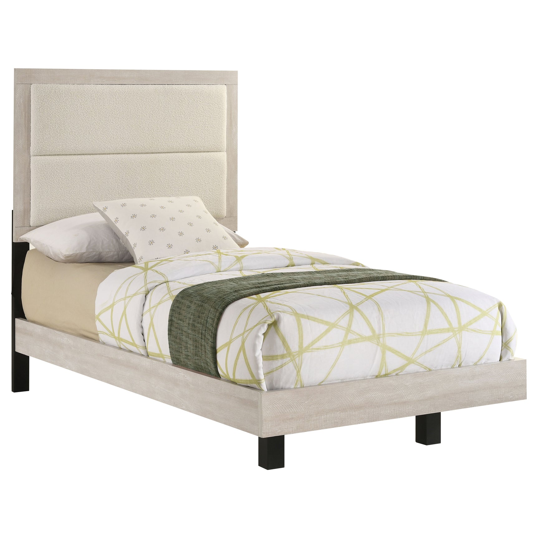 Trenton 54-inch Wood Twin Panel Bed Rustic Cream - Tampa Furniture Outlet