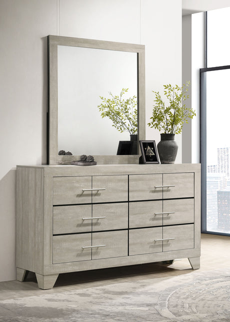 Trenton 6-drawer Bedroom Dresser With Mirror Rustic Cream - Tampa Furniture Outlet