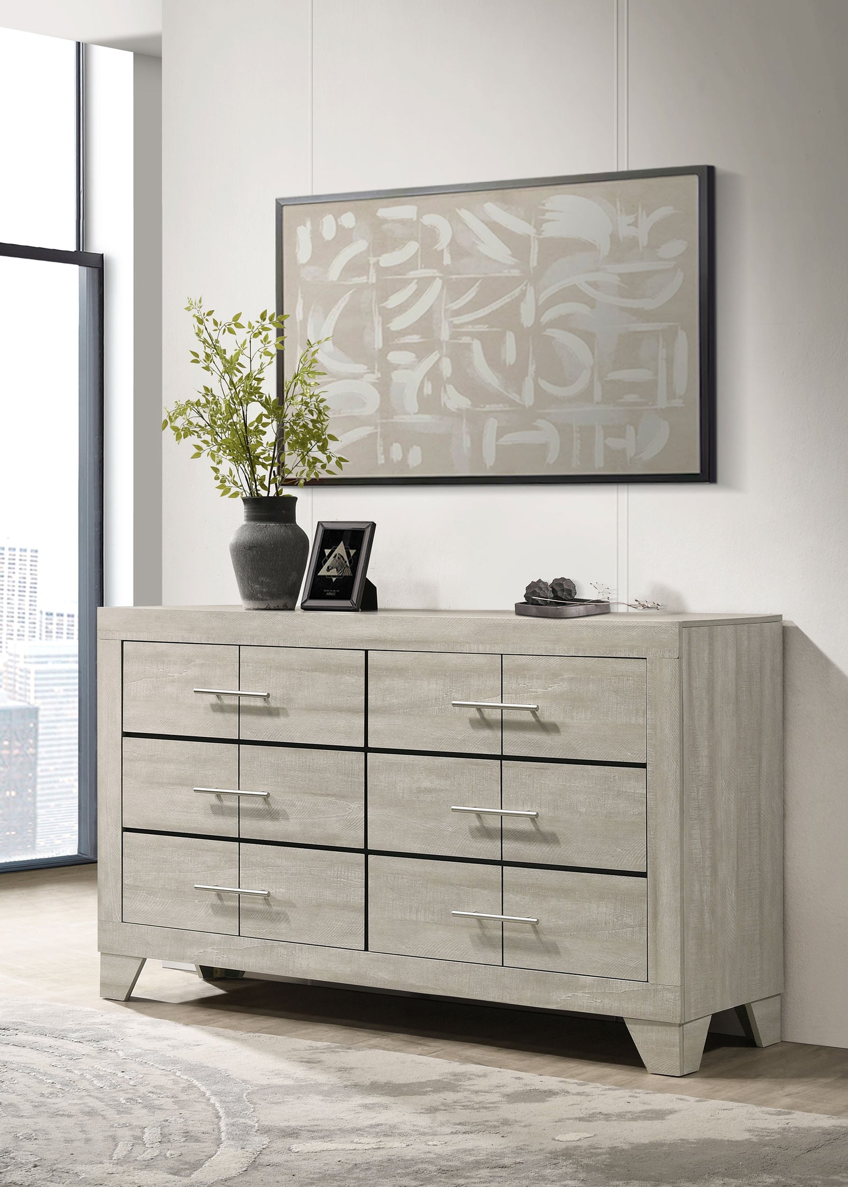 Trenton 6-drawer Bedroom Dresser Rustic Cream - Tampa Furniture Outlet
