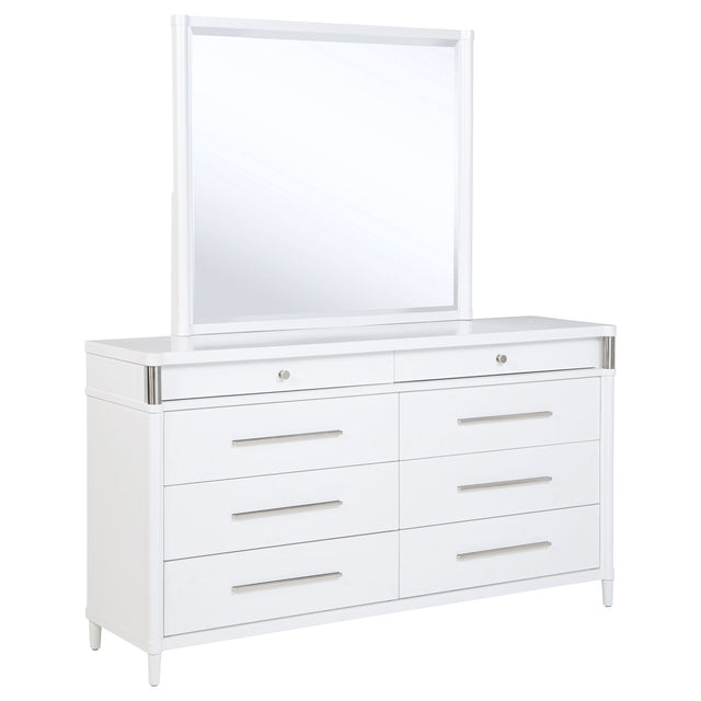Tampa Furniture Outlet - Coaster - Gracemont 8-drawer Bedroom Dresser with Mirror White - 225073M