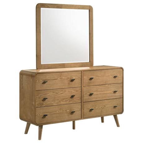 Tampa Furniture Outlet - Coaster - Robyn 6-drawer Bedroom Dresser and Mirror Light Ash - 225093M