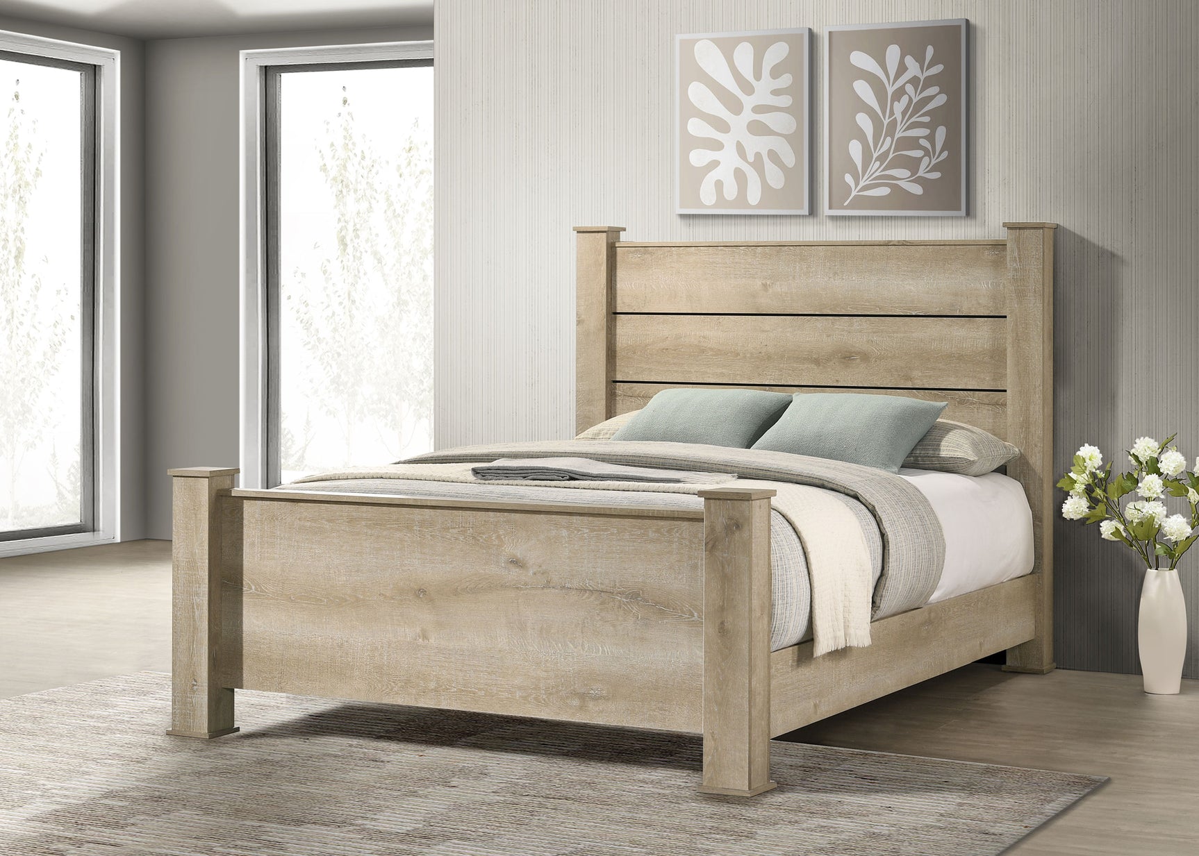 Oakglen 55-inch Queen Panel Bed Weathered Oak - Tampa Furniture Outlet