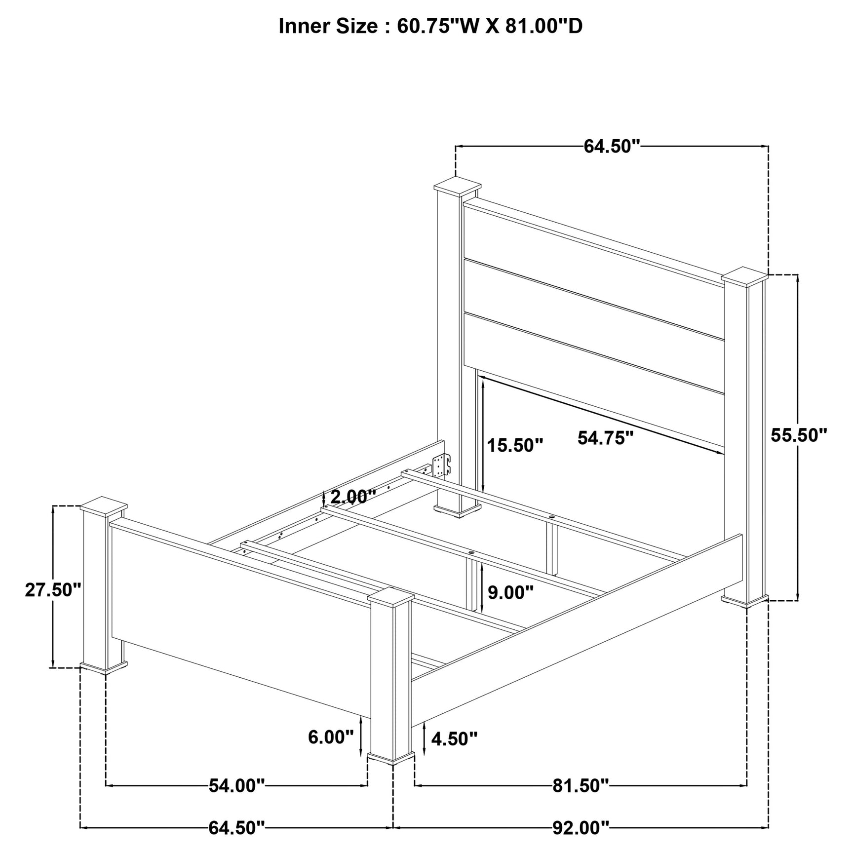 Oakglen 55-inch Queen Panel Bed Weathered Oak - Tampa Furniture Outlet