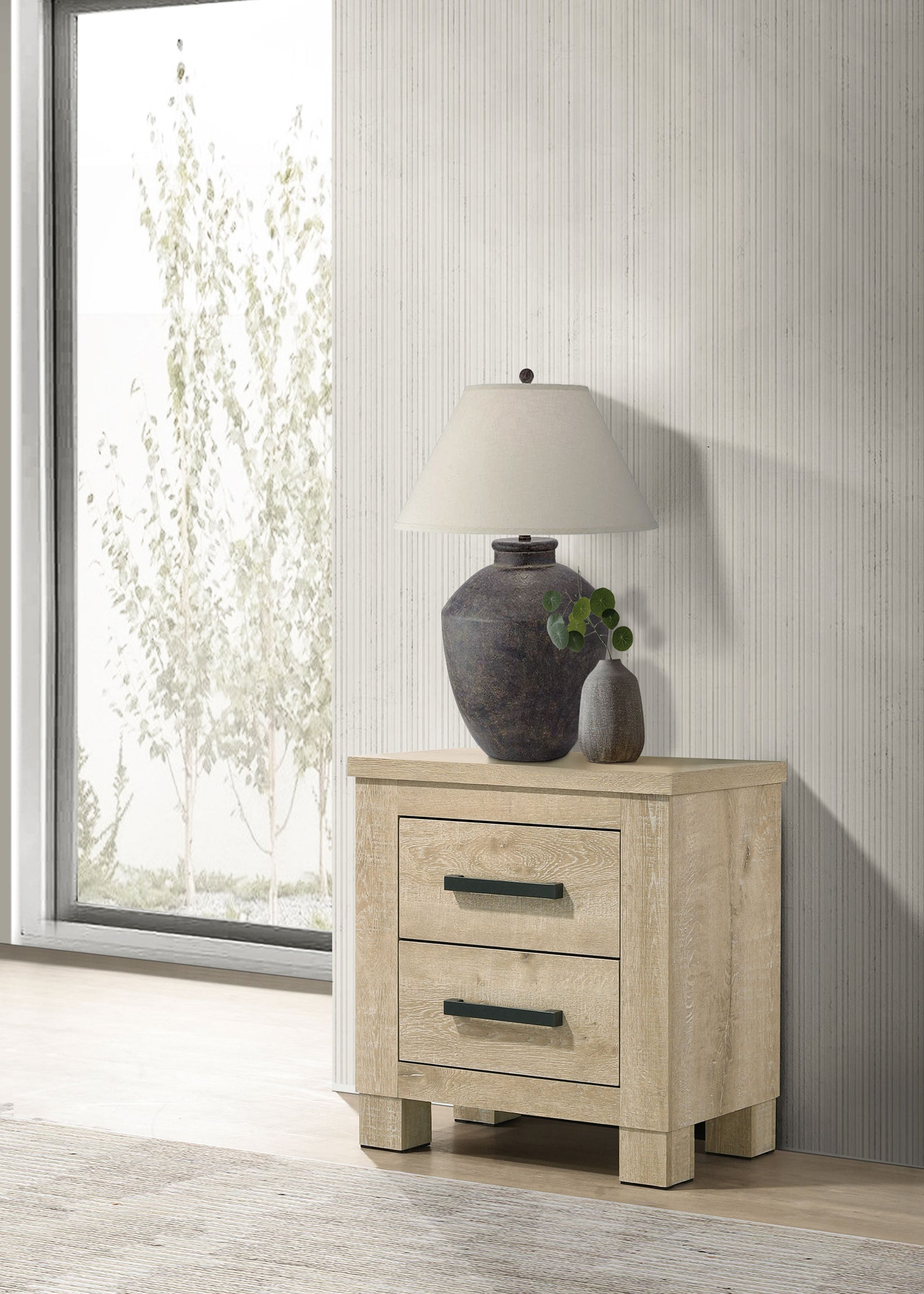 Oakglen 2-drawer Nightstand Bedside Table Weathered Oak - Tampa Furniture Outlet