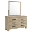 Tampa Furniture Outlet - Coaster - Oakglen 6-drawer Bedroom Dresser and Mirror Weathered Oak - 225103M