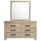 Oakglen 6-drawer Bedroom Dresser and Mirror Weathered Oak - Tampa Furniture Outlet