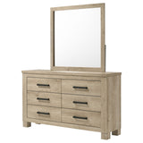 Oakglen 6-drawer Bedroom Dresser and Mirror Weathered Oak - Tampa Furniture Outlet