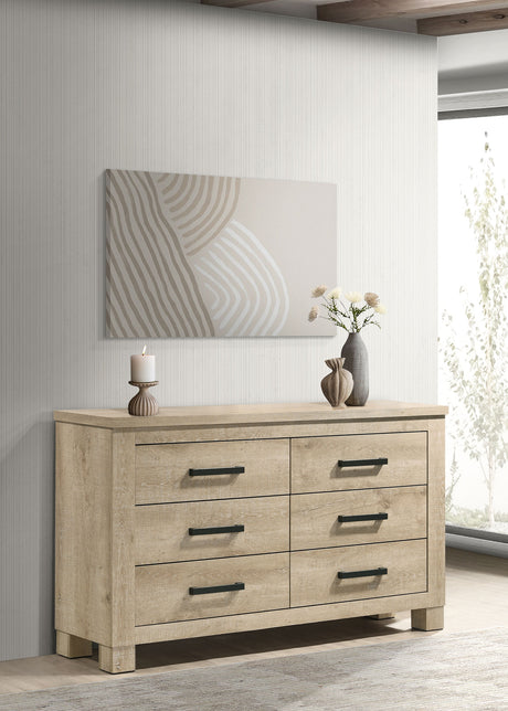 Oakglen 6-drawer Bedroom Dresser Weathered Oak - Tampa Furniture Outlet