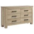 Tampa Furniture Outlet - Coaster - Oakglen 6-drawer Bedroom Dresser Weathered Oak - 225103