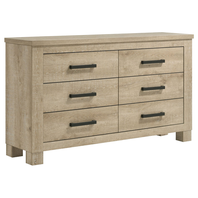 Tampa Furniture Outlet - Coaster - Oakglen 6-drawer Bedroom Dresser Weathered Oak - 225103