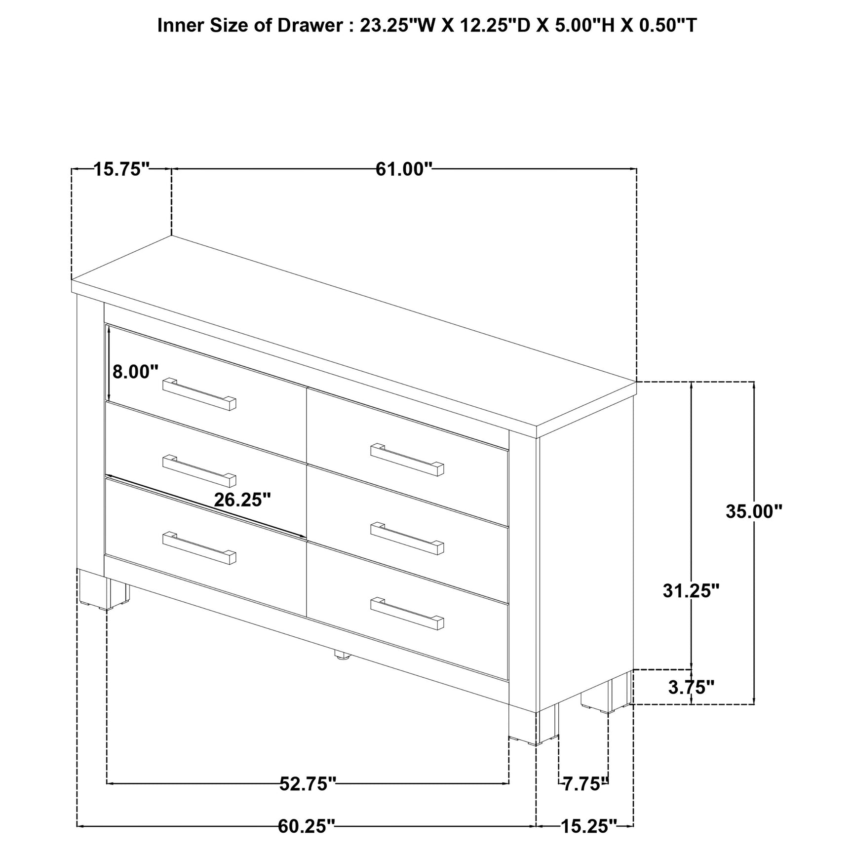 Oakglen 6-drawer Bedroom Dresser Weathered Oak - Tampa Furniture Outlet