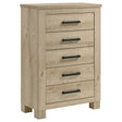 Tampa Furniture Outlet - Coaster - Oakglen 5-drawer Bedroom Chest of Drawers Weathered Oak - 225105