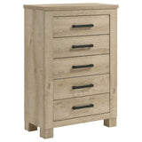 Tampa Furniture Outlet - Coaster - Oakglen 5-drawer Bedroom Chest of Drawers Weathered Oak - 225105