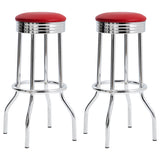 Tampa Furniture Outlet - Coaster - Retro Upholstered Metal Swivel Bar Stool Red (Set of 2) - 2299R