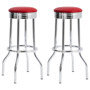 Tampa Furniture Outlet - Coaster - Retro Upholstered Metal Swivel Bar Stool Red (Set of 2) - 2299R