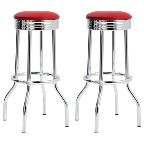 Tampa Furniture Outlet - Coaster - Retro Upholstered Metal Swivel Bar Stool Red (Set of 2) - 2299R