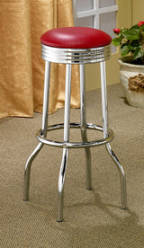 Retro Upholstered Metal Swivel Bar Stool Red (Set of 2) - Tampa Furniture Outlet