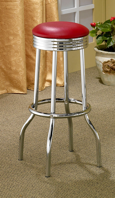 Retro Upholstered Metal Swivel Bar Stool Red (Set of 2) - Tampa Furniture Outlet
