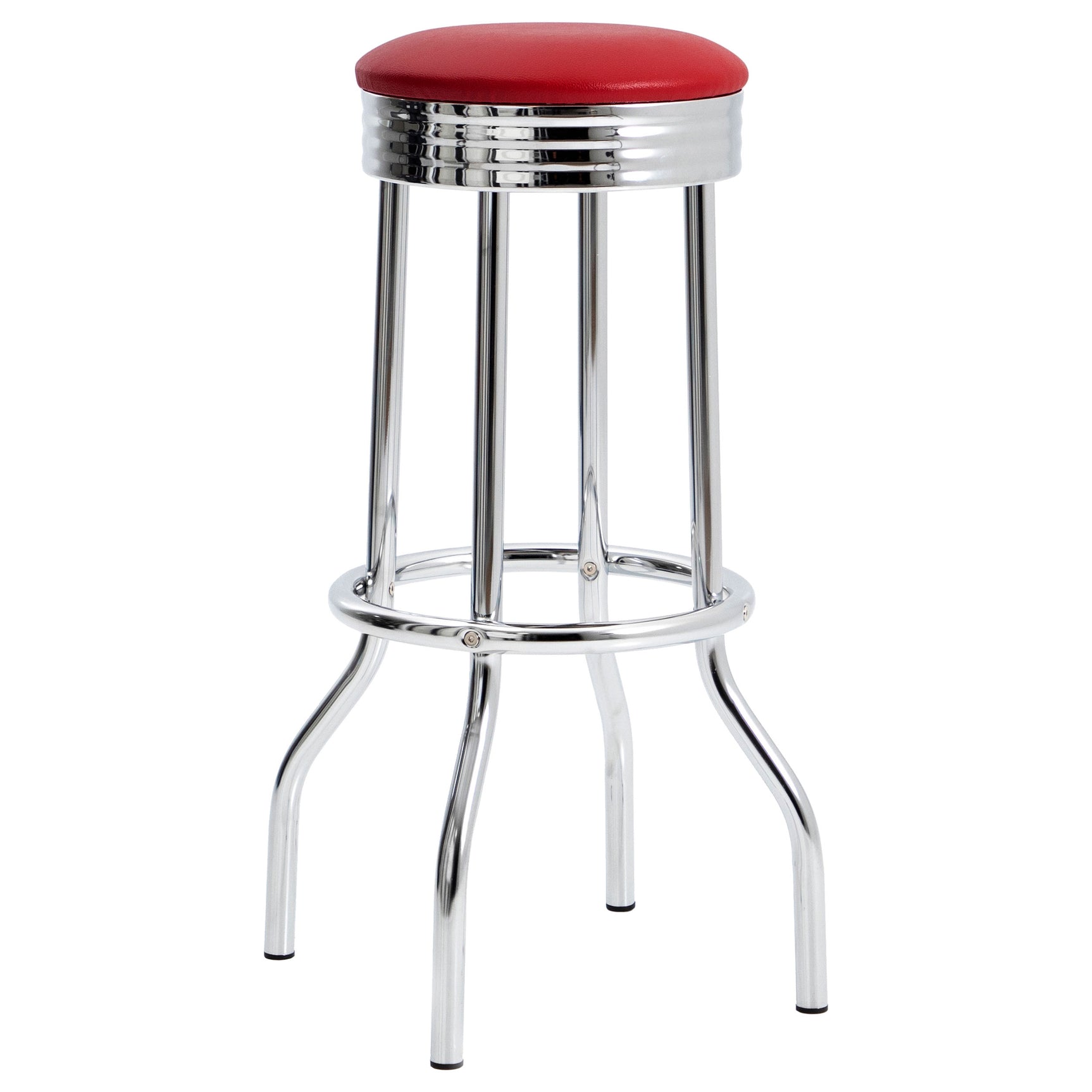 Retro Upholstered Metal Swivel Bar Stool Red (Set of 2) - Tampa Furniture Outlet