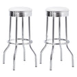Tampa Furniture Outlet - Coaster - Retro Upholstered Metal Swivel Bar Stool White (Set of 2) - 2299W