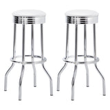 Tampa Furniture Outlet - Coaster - Retro Upholstered Metal Swivel Bar Stool White (Set of 2) - 2299W