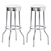 Tampa Furniture Outlet - Coaster - Retro Upholstered Metal Swivel Bar Stool White (Set of 2) - 2299W