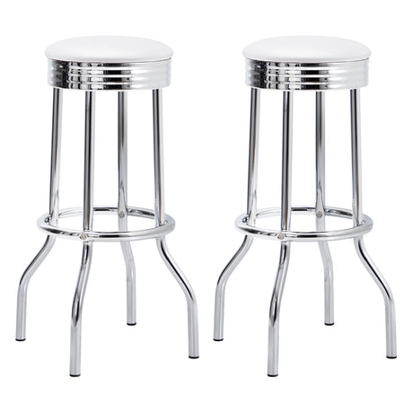 Tampa Furniture Outlet - Coaster - Retro Upholstered Metal Swivel Bar Stool White (Set of 2) - 2299W