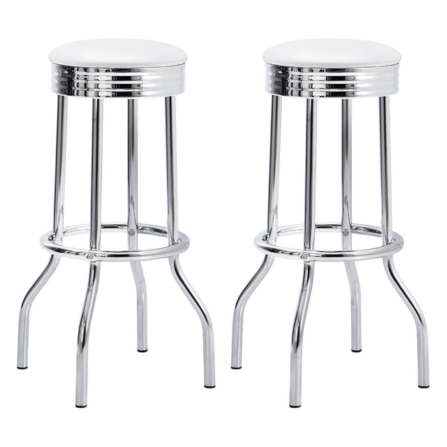 Tampa Furniture Outlet - Coaster - Retro Upholstered Metal Swivel Bar Stool White (Set of 2) - 2299W