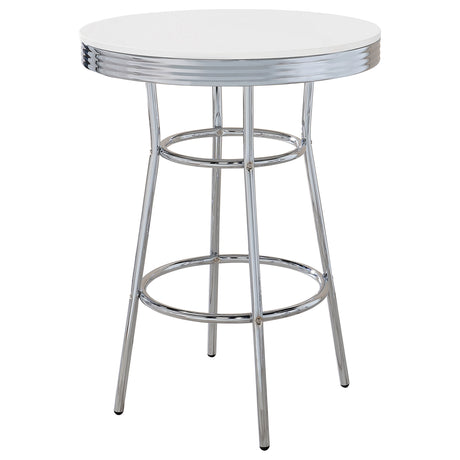 Tampa Furniture Outlet - Coaster - Retro Round 30-inch 1950's Bistro Pub Height Bar Table White - 2300