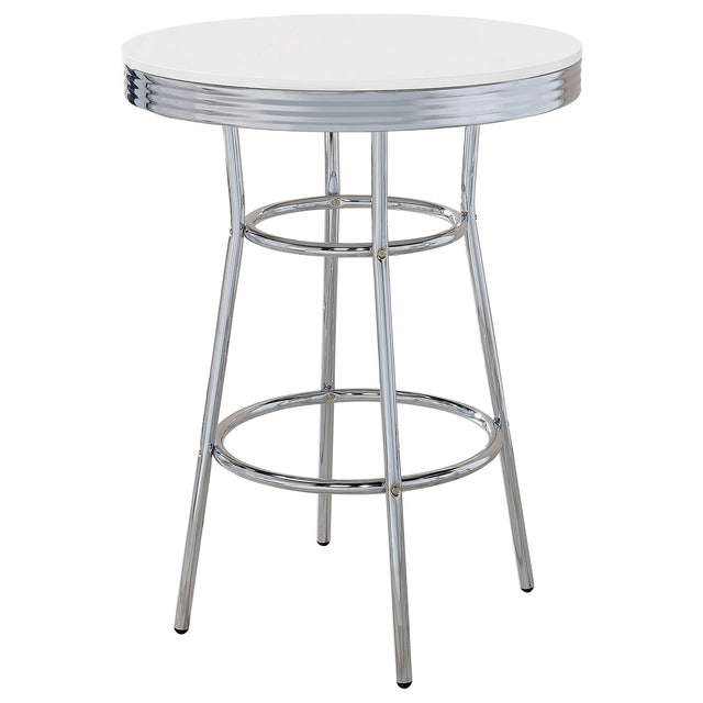 Tampa Furniture Outlet - Coaster - Retro Round 30-inch 1950's Bistro Pub Height Bar Table White - 2300