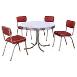 Retro 5-piece Round Dining Table Set White and Red - Tampa Furniture Outlet