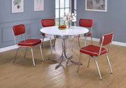 Tampa Furniture Outlet - Coaster - Retro 5-piece Round Dining Table Set White and Red - 2388-S5R