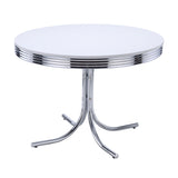 Retro 5-piece Round Dining Table Set White and Red - Tampa Furniture Outlet