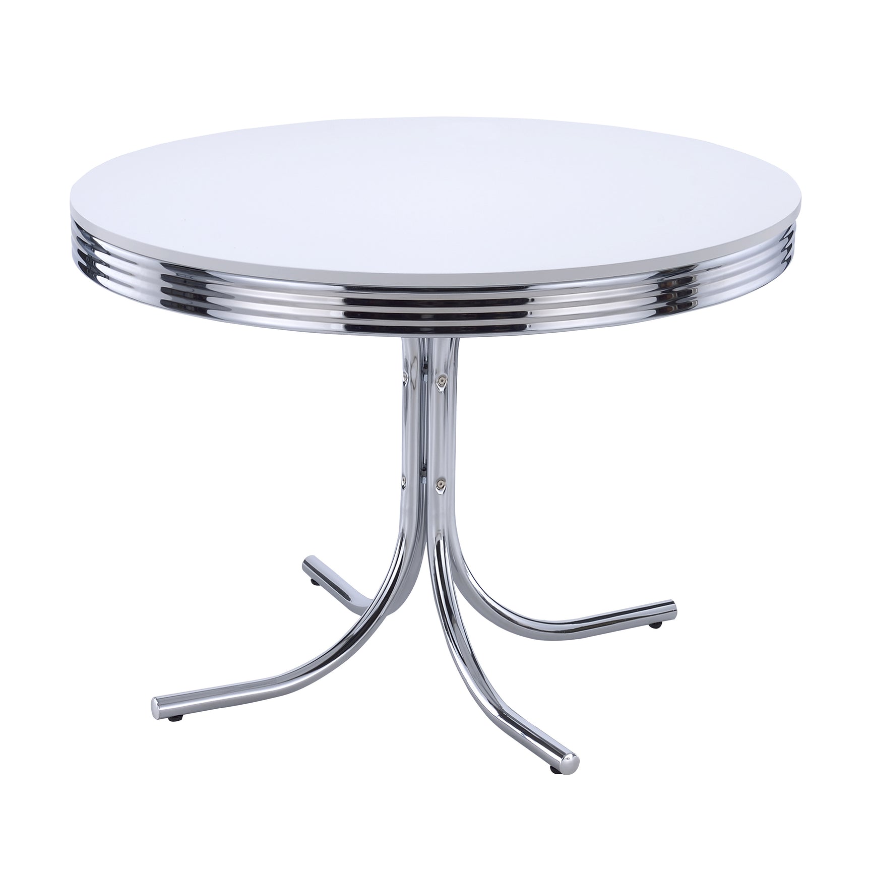 Retro 5-piece Round Dining Table Set White and Red - Tampa Furniture Outlet