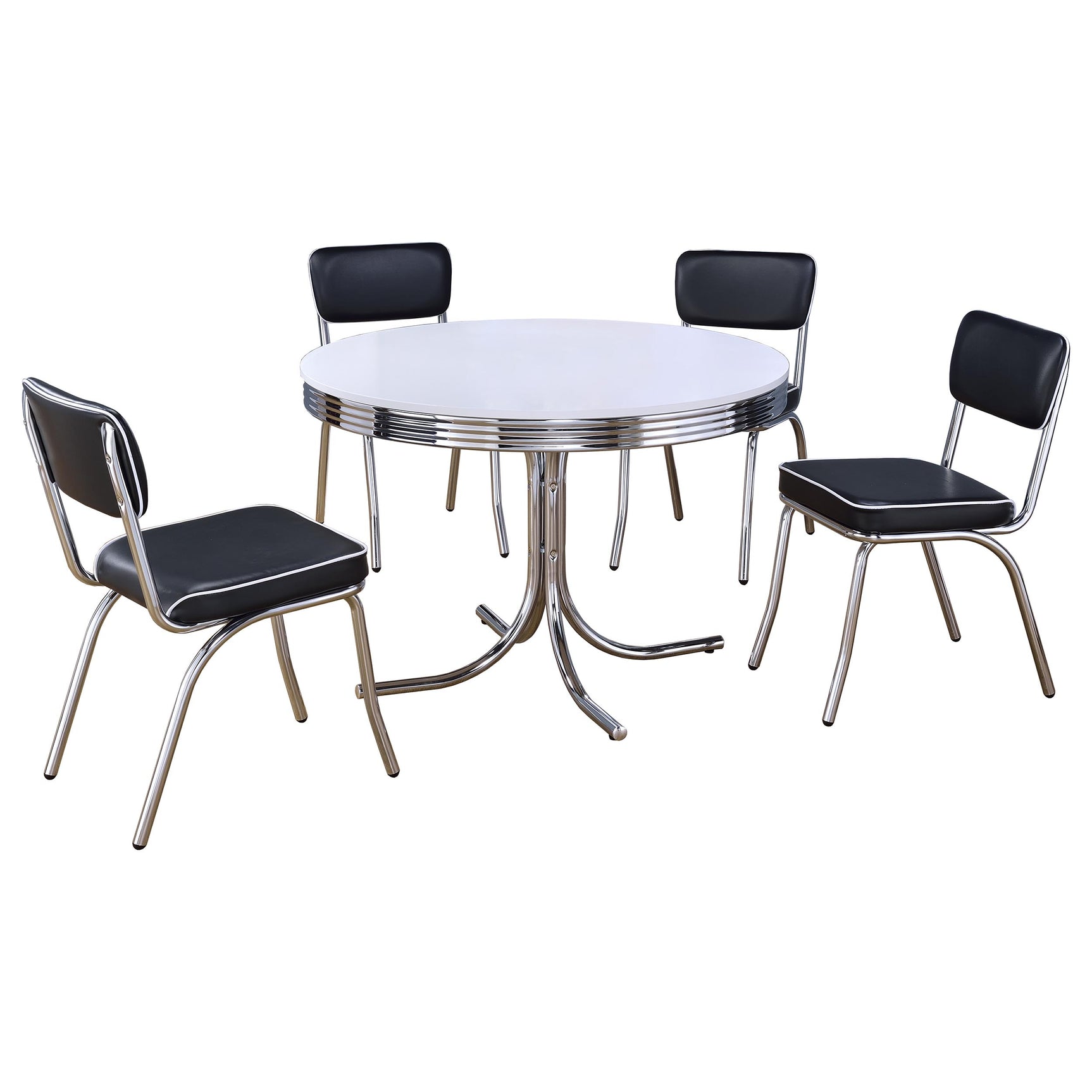 Retro 5-piece Round Dining Table Set White and Black - Tampa Furniture Outlet